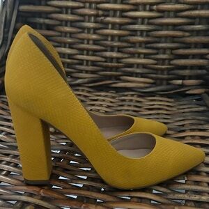Call It Spring Yellow Block Heel Pumps